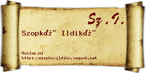 Szopkó Ildikó névjegykártya